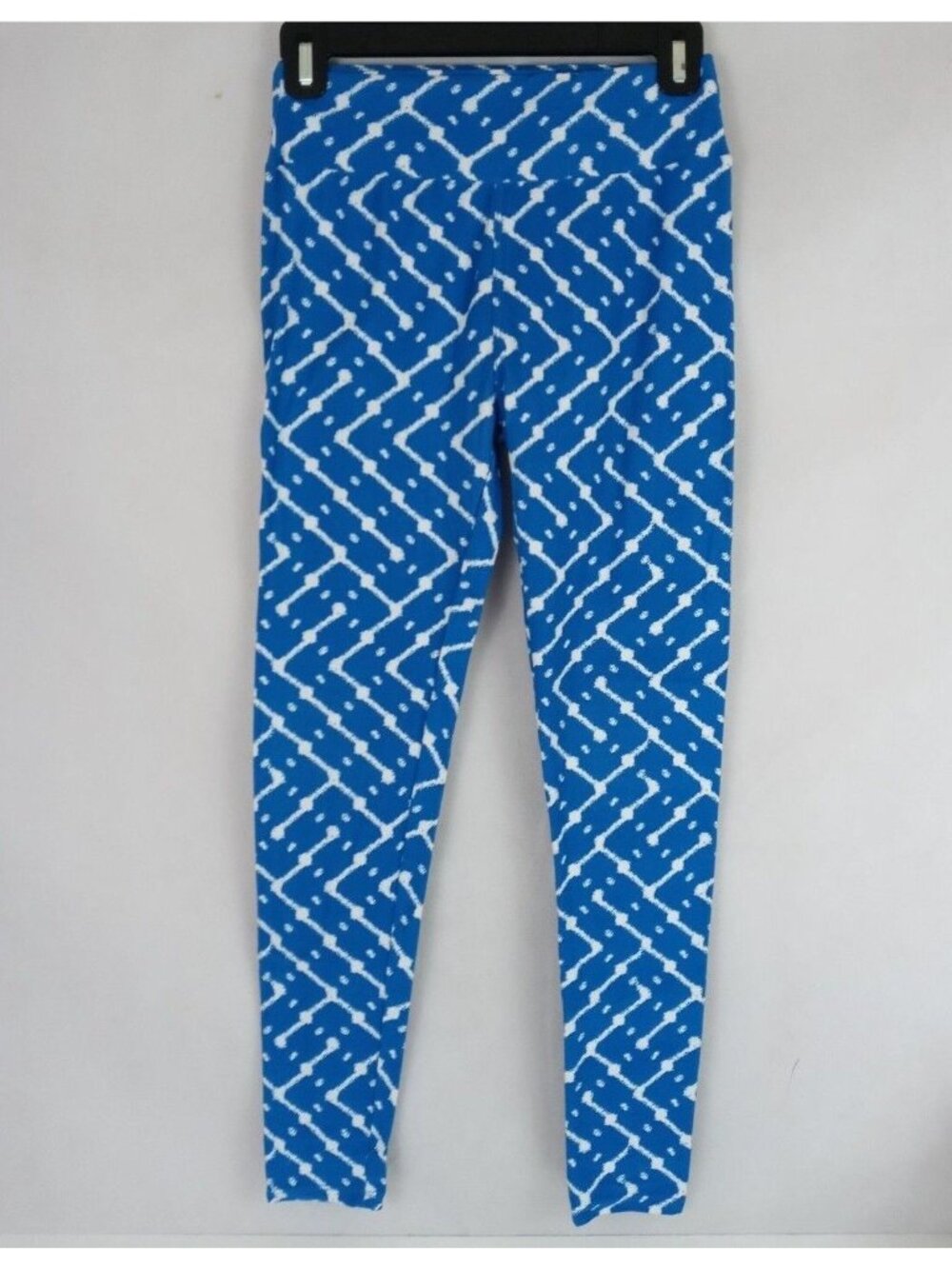 LuLaRoe Leggings OS Blue With White Maze Designs